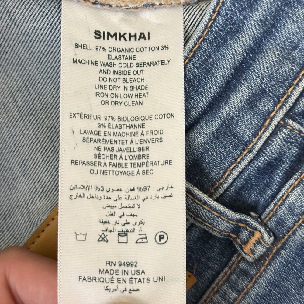SIMKHAI Jeans Women 28 Blue High Rise Straight Leg Organic Cotton USA - Picture 7 of 7